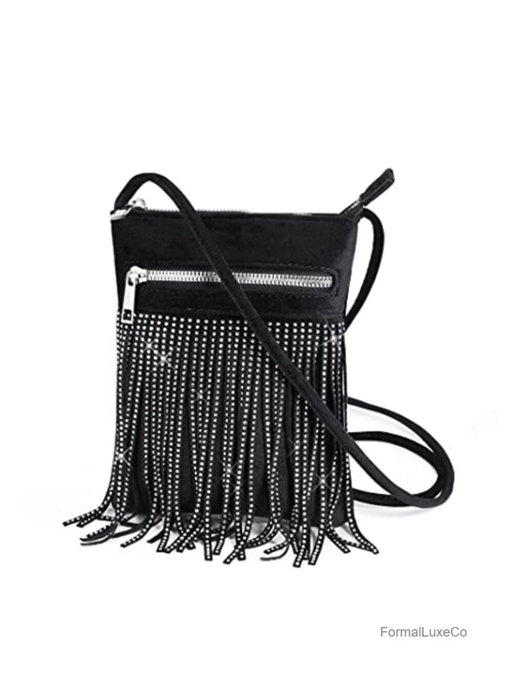 Tassel Velvet Crossbody Purse Glitter Evening Bag Sparkle Formal